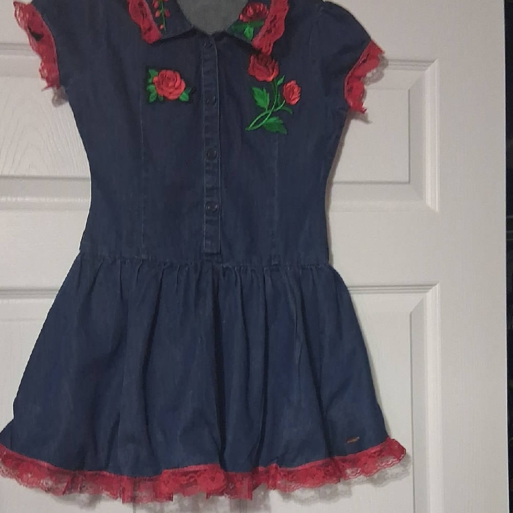 American Girl Denim Top with Pink Logo